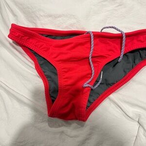 Jolyn Midl Bikini Bottom with Drawstring color Strawberry size medium